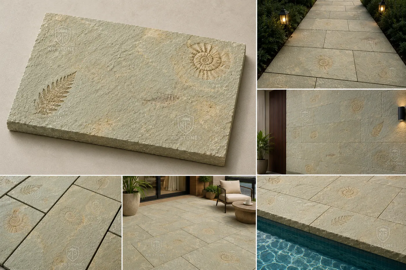 Mint Fossil Sandstone organic surface detail by K R STONES