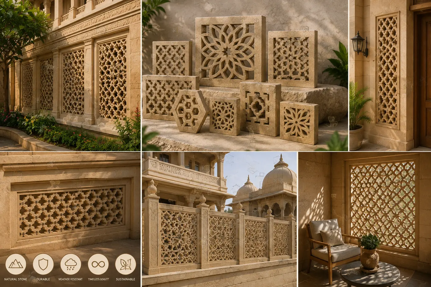 Sandstone Jali carved screen detail by K R STONES