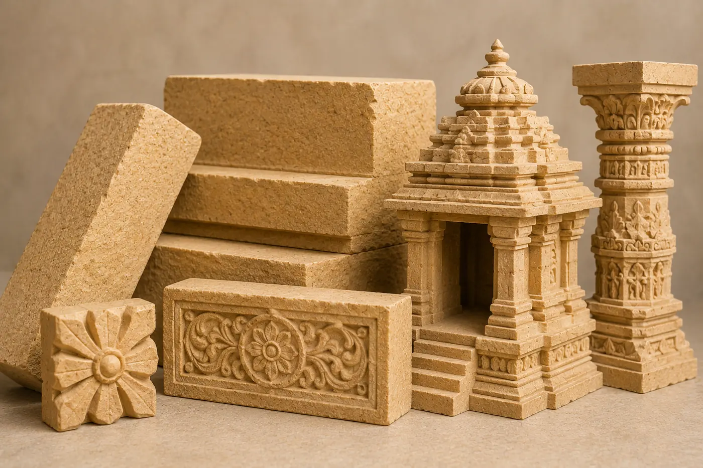 Stone Temple Work temple craft close-up by K R STONES